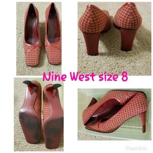 Houndstooth Red & Tan pumps